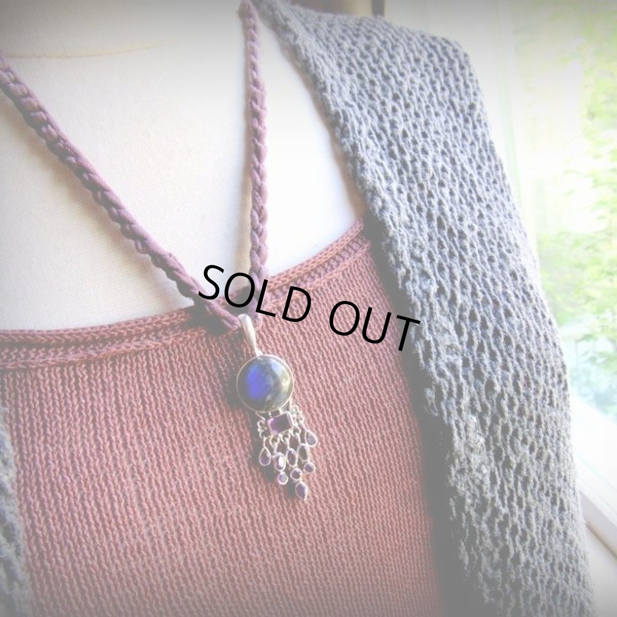 画像7: 1点物★高品質まんまる満月型ラブラドライト＆きらきらアメジスト★ペンダントトップ★スターリングシルバー (7)