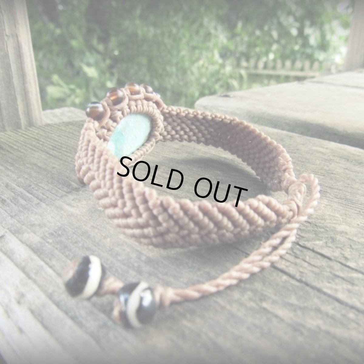 画像7: 1点物☆ターコイズ&アゲート　ブレスレット　バングル*パワーストーン天然石*マクラメ　ハンドメイド手編み (7)