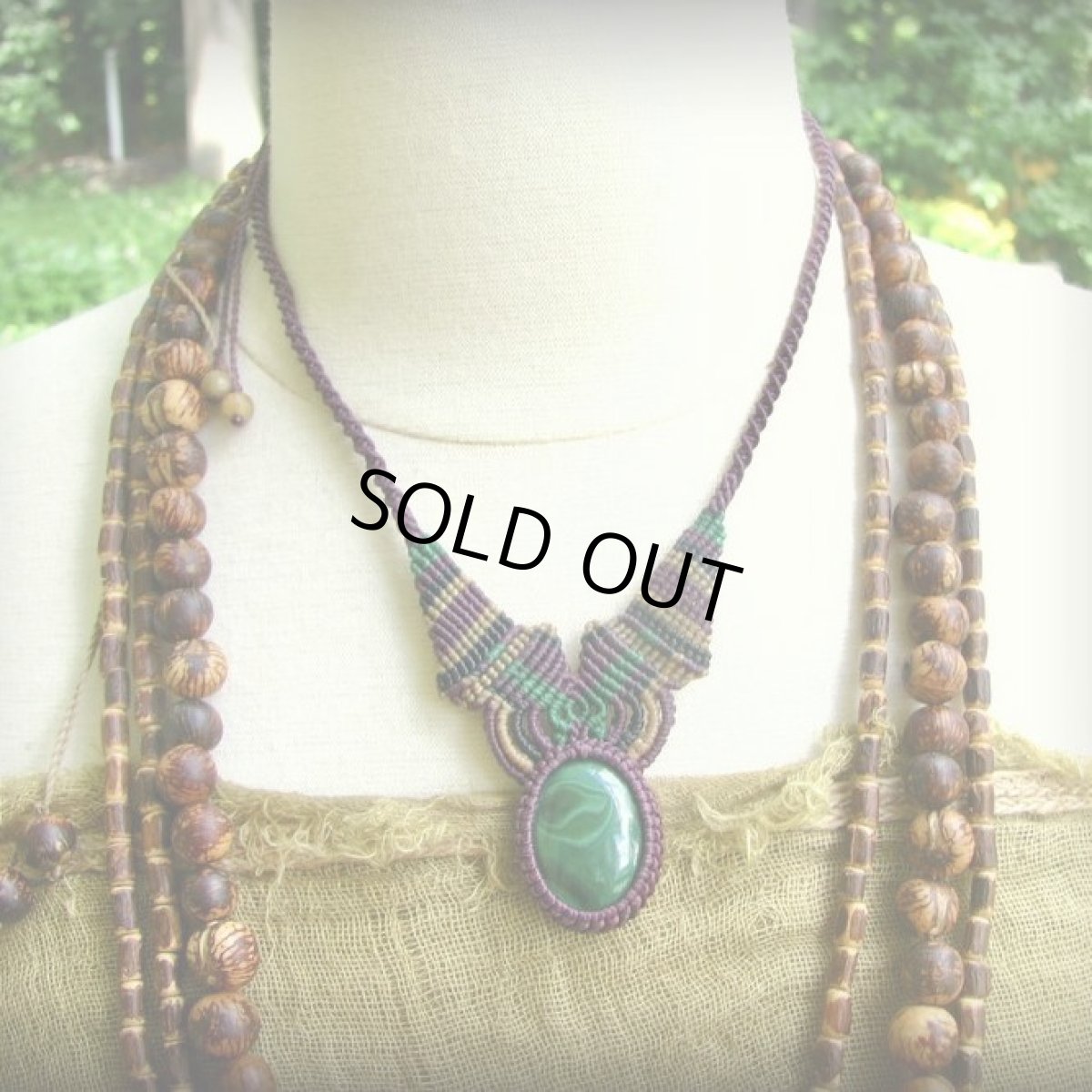画像5: １点物　魔よけ石マラカイト　ネックレス*マクラメ編み　ハンドメイド　天然石パワーストーン　アクセサリー＊ヒッピー　ボヘミアン (5)