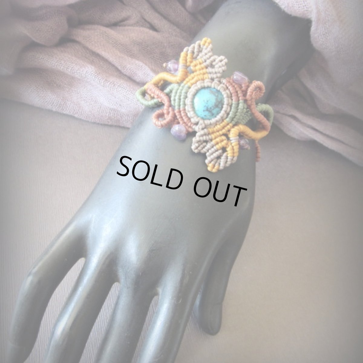 画像4: 1点もの★まんまる地球型★高品質クリソコラ天然石デザインブレスレット/バングル/クリソコーラ*マクラメ*パワーストーン (4)