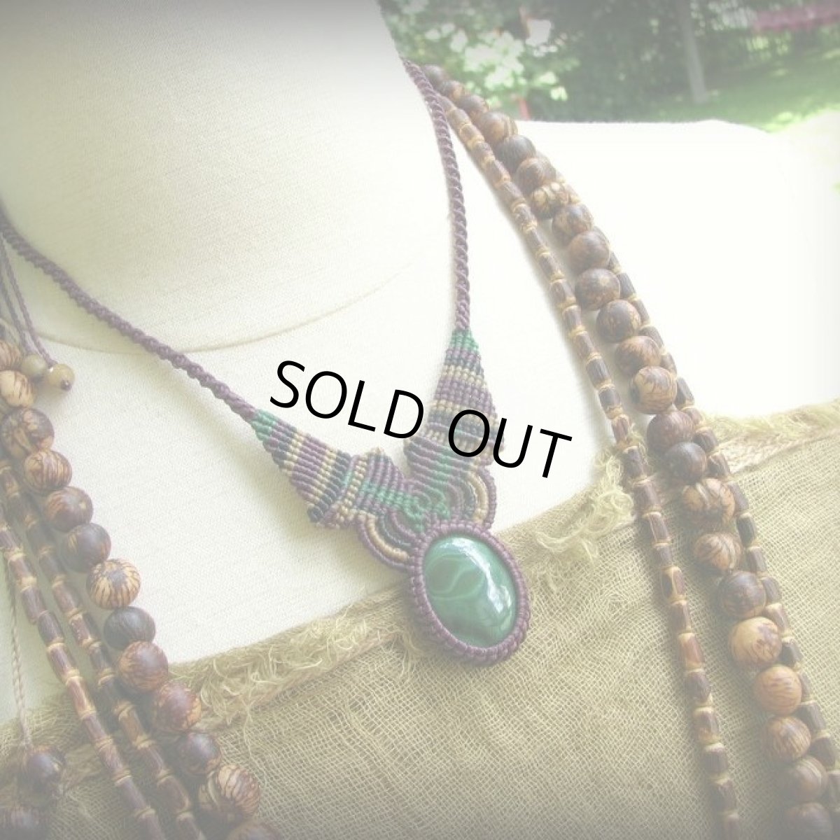 画像6: １点物　魔よけ石マラカイト　ネックレス*マクラメ編み　ハンドメイド　天然石パワーストーン　アクセサリー＊ヒッピー　ボヘミアン (6)