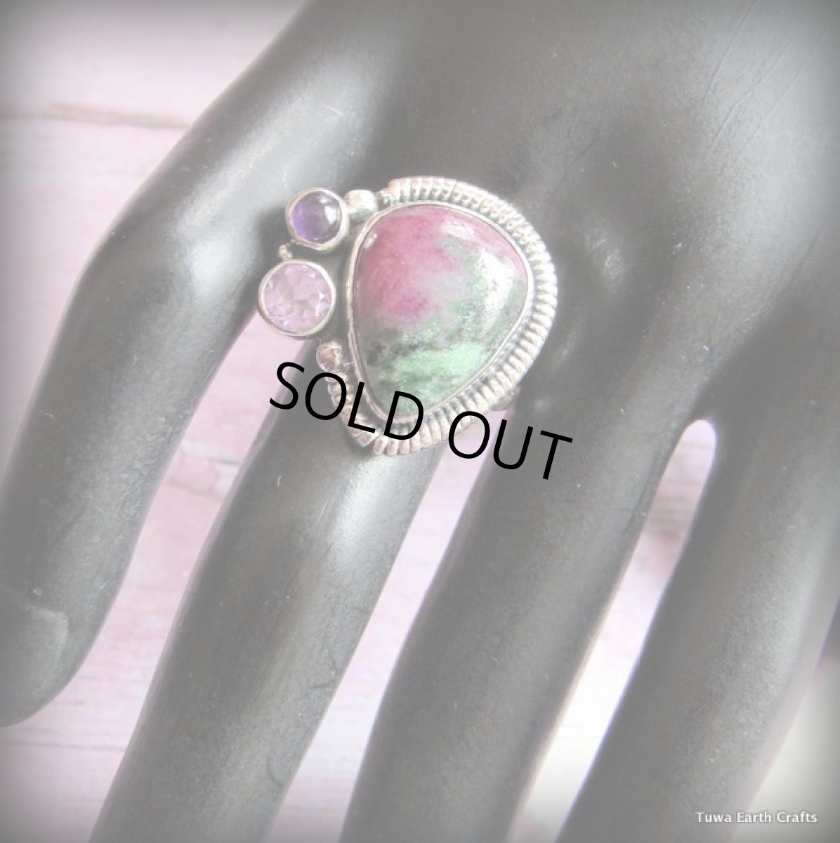 画像10: アフリカ産 ルビーインゾイサイト＆きらきらアメジスト指輪リング15号*パワーストーン＊スターリングシルバー (10)