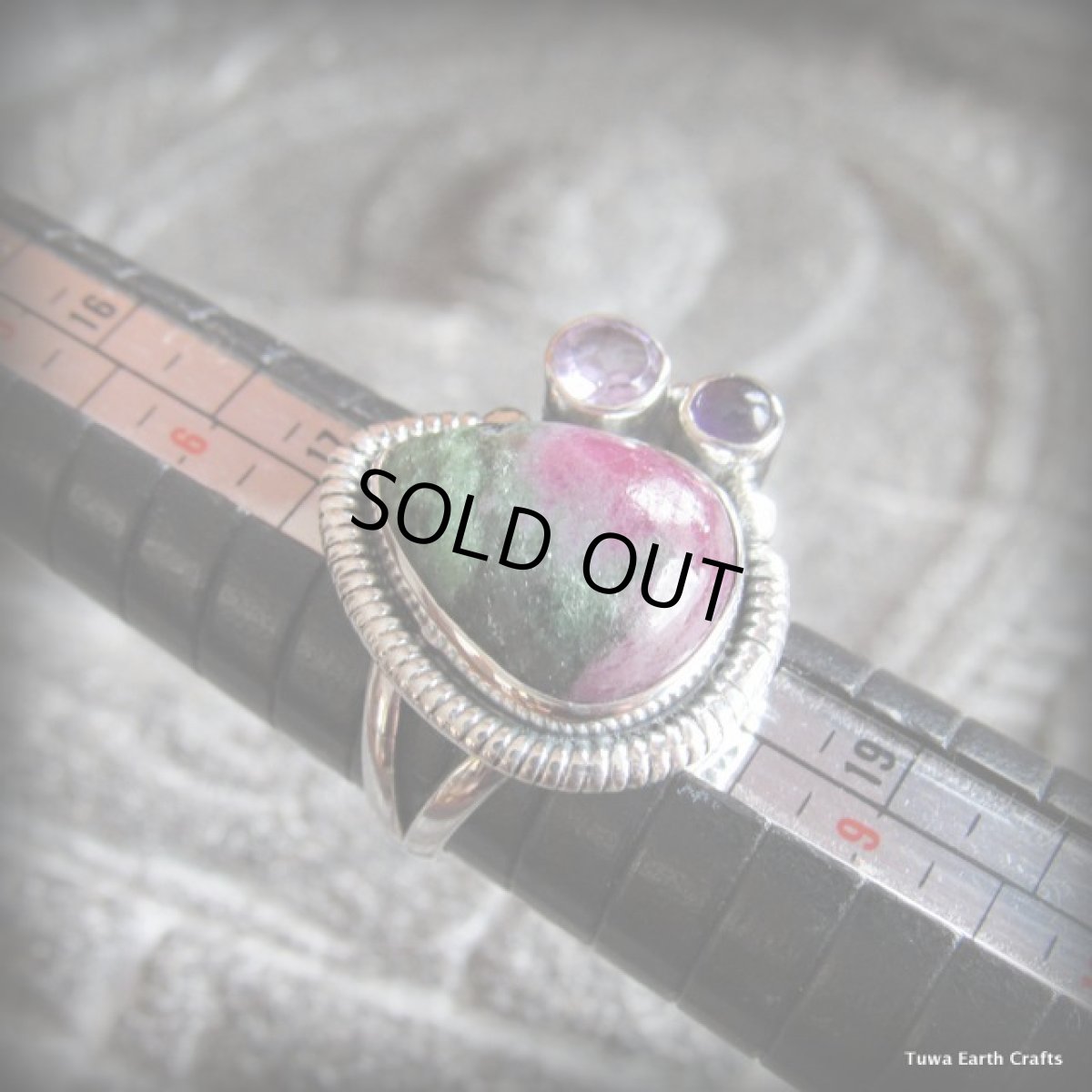 画像6: アフリカ産 ルビーインゾイサイト＆きらきらアメジスト指輪リング15号*パワーストーン＊スターリングシルバー (6)