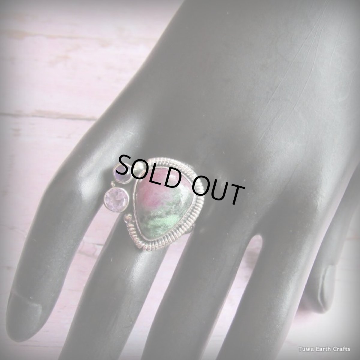 画像8: アフリカ産 ルビーインゾイサイト＆きらきらアメジスト指輪リング15号*パワーストーン＊スターリングシルバー (8)