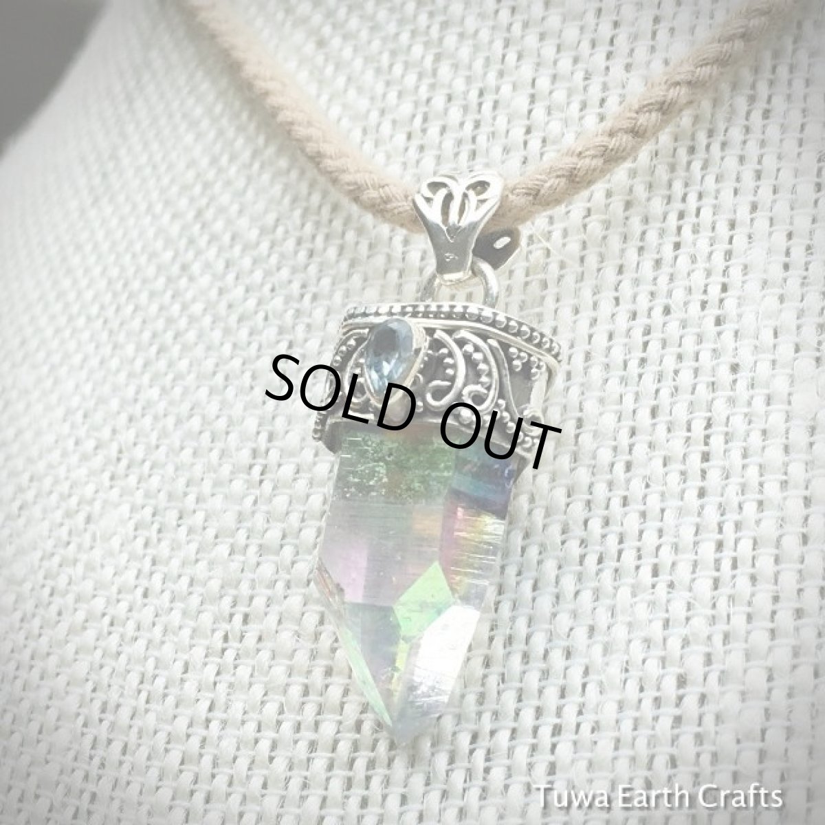 画像8: 1点物 オーロラ色　高品質エンジェルオーラ&ブルートパーズ　ペンダントトップ*タイムリンク水晶ポイント*ヒーリングクリスタル (8)