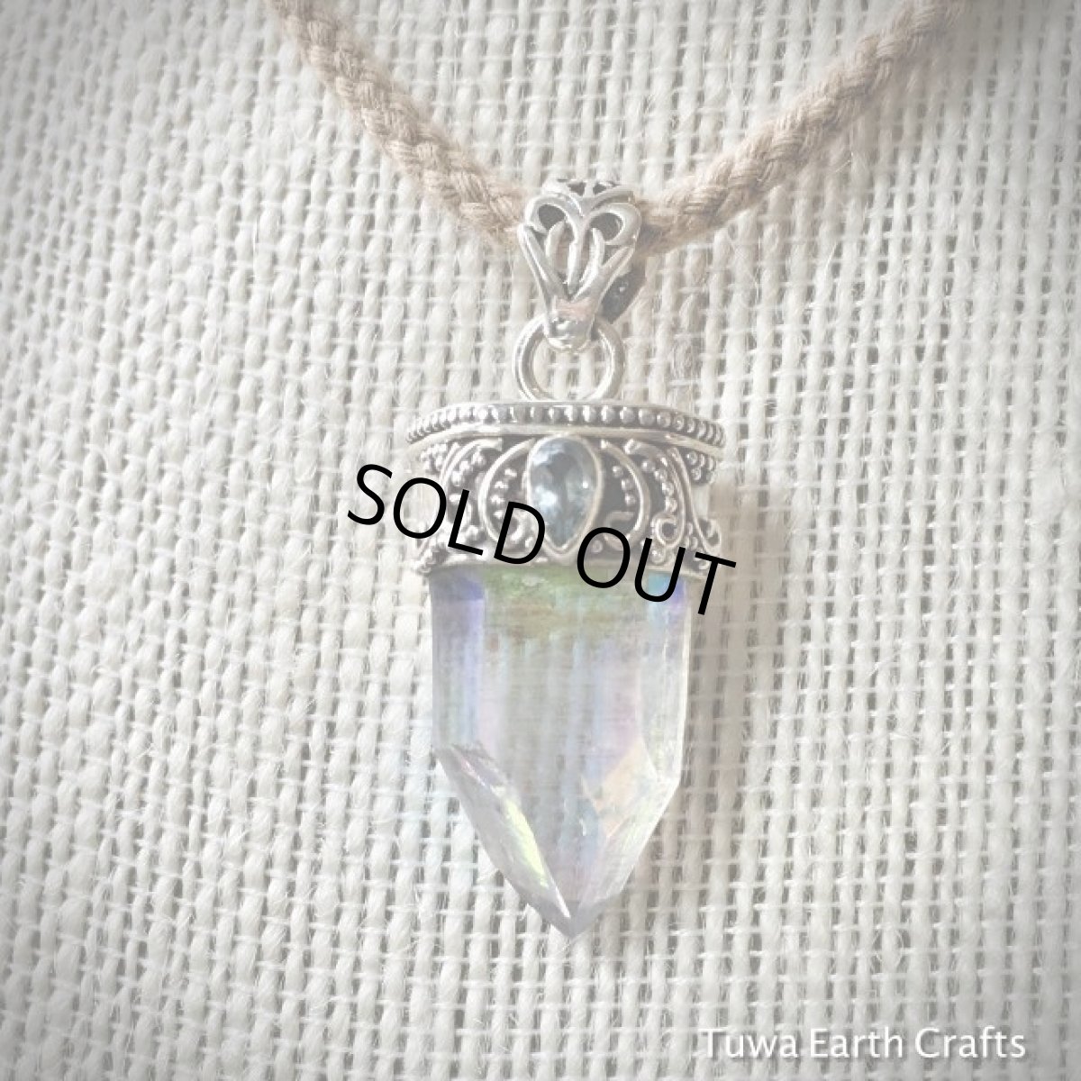 画像12: 1点物 オーロラ色　高品質エンジェルオーラ&ブルートパーズ　ペンダントトップ*タイムリンク水晶ポイント*ヒーリングクリスタル (12)