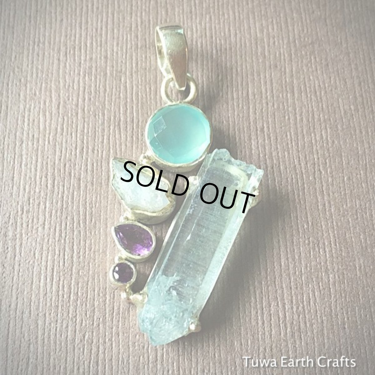 画像8: 【オーラの浄化・自己表現力アップ・良運を引き寄せる】1点物 アクアオーラ ペンダント with レインボームーンストーン原石&アクアカルセドニー&アメジスト スターリングシルバー ヒーリングジュエリー (8)