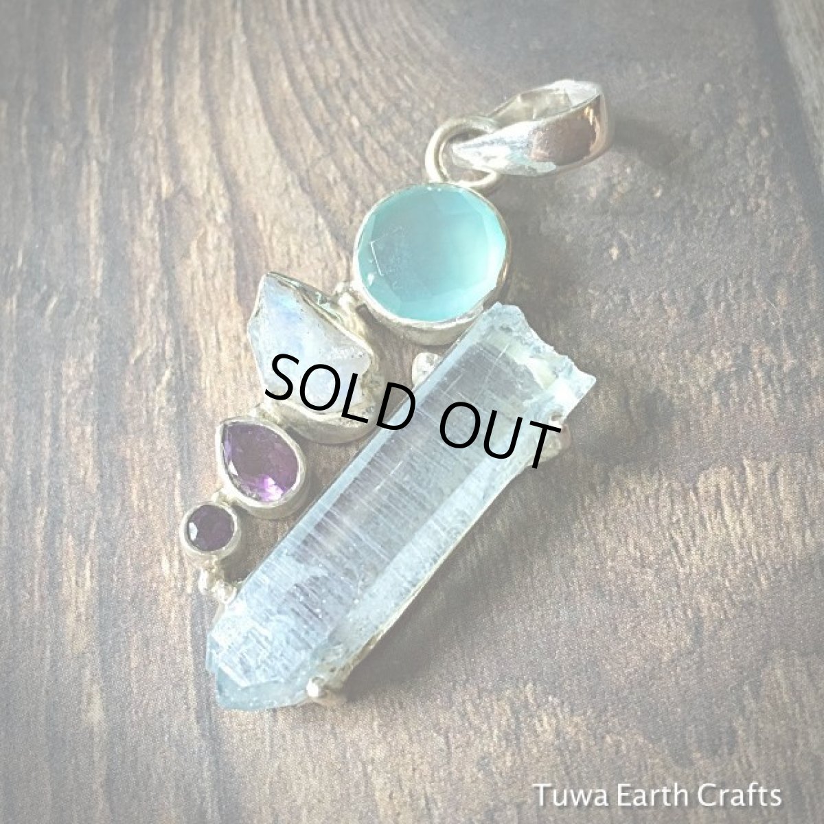 画像3: 【オーラの浄化・自己表現力アップ・良運を引き寄せる】1点物 アクアオーラ ペンダント with レインボームーンストーン原石&アクアカルセドニー&アメジスト スターリングシルバー ヒーリングジュエリー (3)