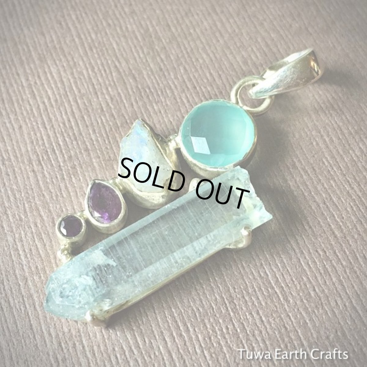 画像9: 【オーラの浄化・自己表現力アップ・良運を引き寄せる】1点物 アクアオーラ ペンダント with レインボームーンストーン原石&アクアカルセドニー&アメジスト スターリングシルバー ヒーリングジュエリー (9)