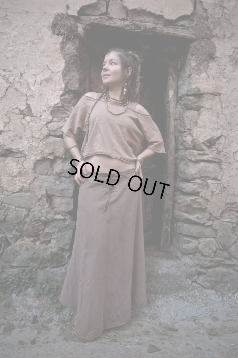 画像2: 再入荷♪ 草木染め♪ 柔らかオーガニックヘンプコットン  スカート★バイキングアート装飾模様が個性的★ナチュラルジプシー トライバル　エコ スローファッション 無農薬 (2)