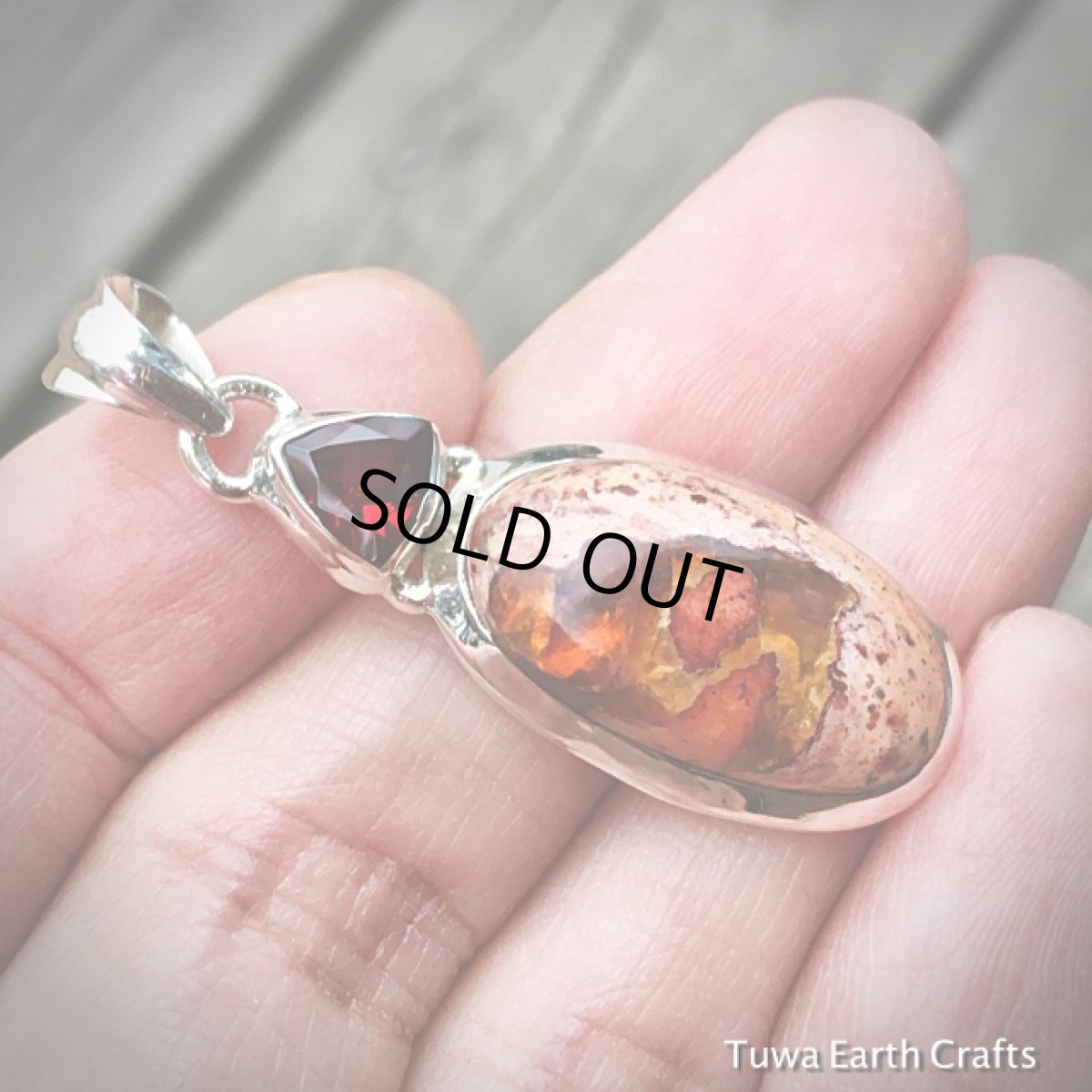 画像5: 【幸運の石】1点物　メキシカンオパール ＆ガーネット ペンダント★ファイヤーオパール★スターリングシルバー (5)