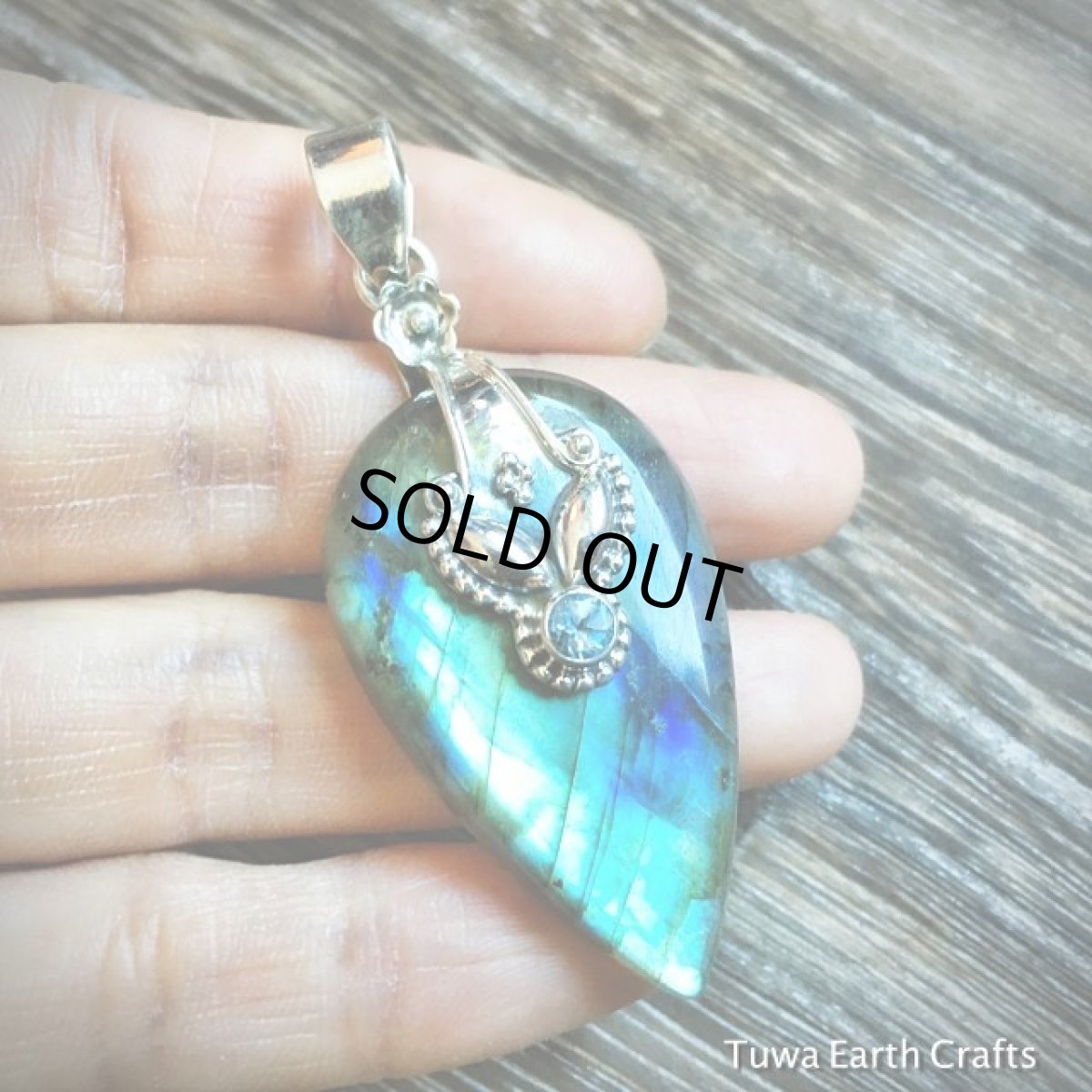 画像5: 【夢の実現をサポート♪】1点物★高品質ラブラドライト&きらきらブルートパーズ　大ぶりペンダントトップ★スターリングシルバー (5)