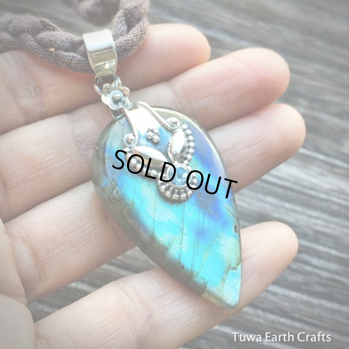 画像13: 【夢の実現をサポート♪】1点物★高品質ラブラドライト&きらきらブルートパーズ　大ぶりペンダントトップ★スターリングシルバー (13)