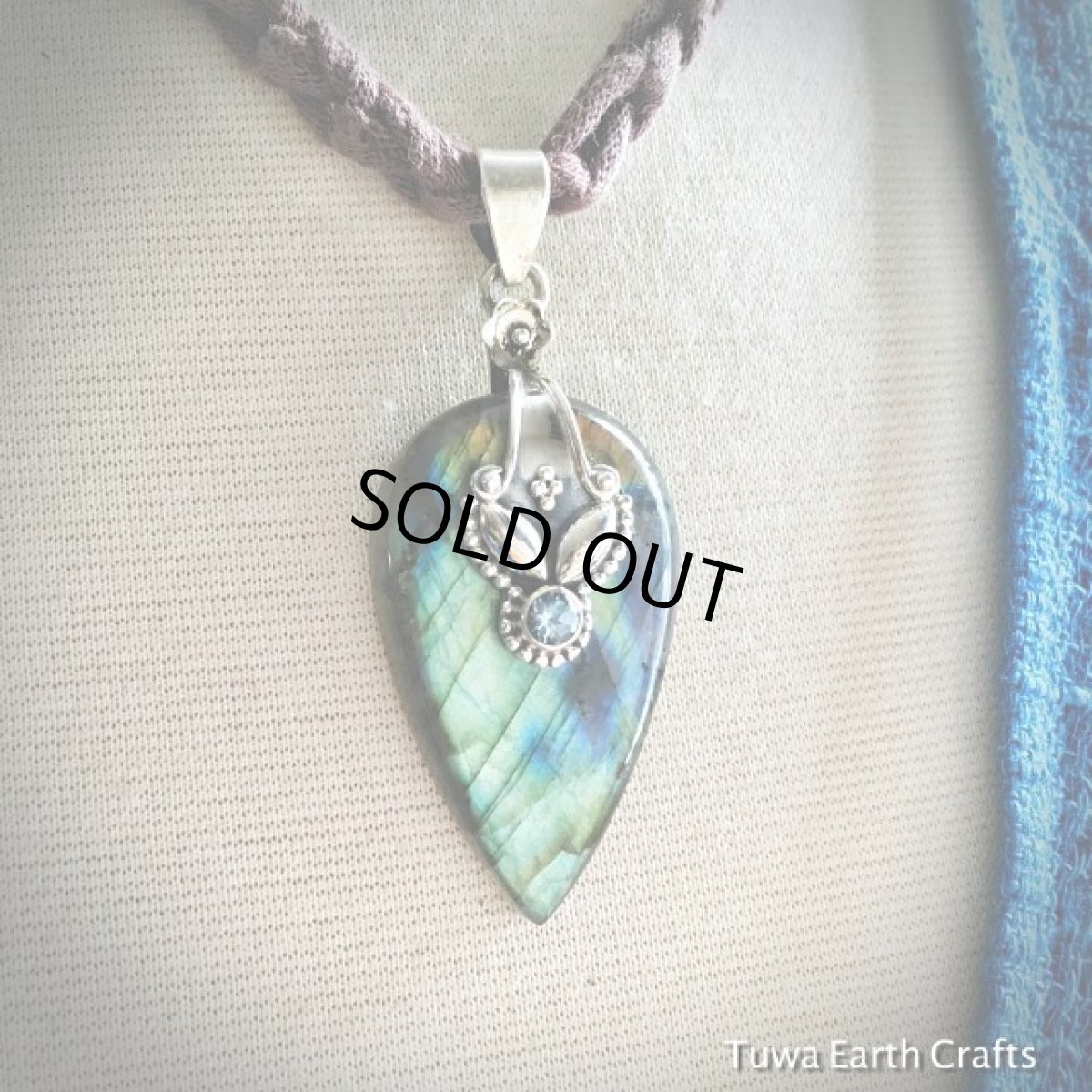 画像16: 【夢の実現をサポート♪】1点物★高品質ラブラドライト&きらきらブルートパーズ　大ぶりペンダントトップ★スターリングシルバー (16)