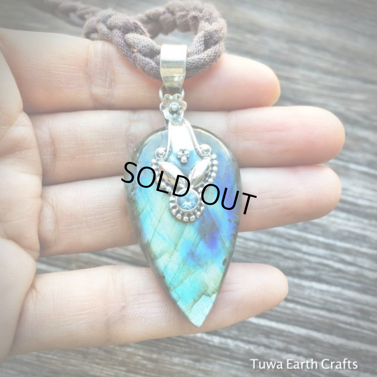 画像14: 【夢の実現をサポート♪】1点物★高品質ラブラドライト&きらきらブルートパーズ　大ぶりペンダントトップ★スターリングシルバー (14)