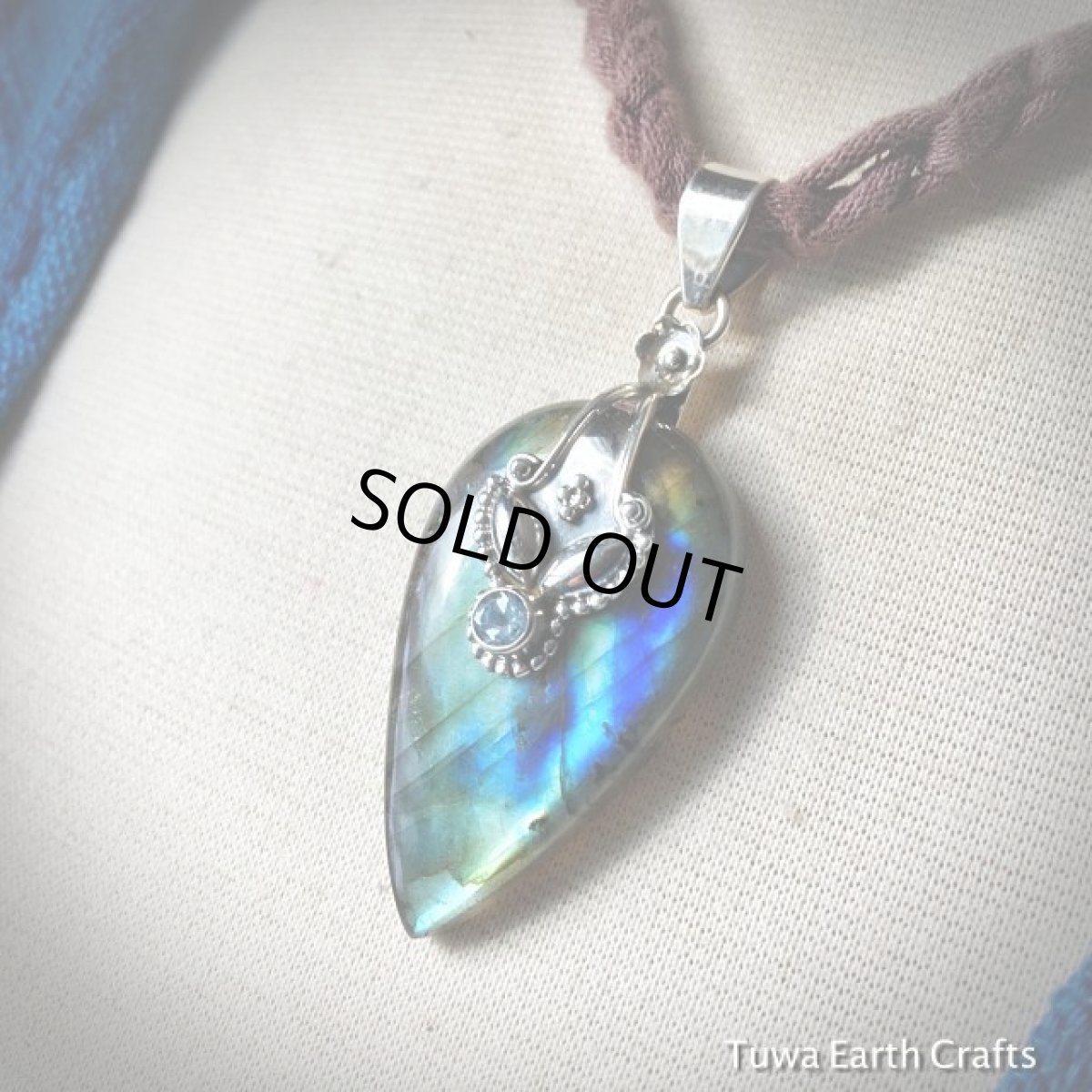 画像17: 【夢の実現をサポート♪】1点物★高品質ラブラドライト&きらきらブルートパーズ　大ぶりペンダントトップ★スターリングシルバー (17)