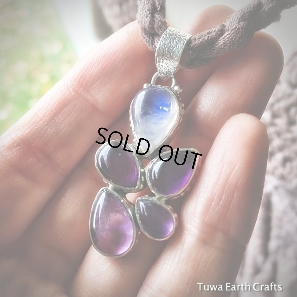 画像5: 1点物★高品質アメジスト&レインボームーンストーン ペンダントトップ スターリングシルバー アクセサリー (5)