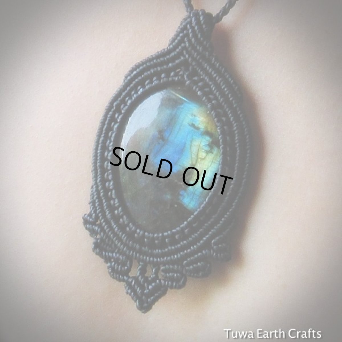 画像3: 1点物☆オーロラ色♪神秘的ブルーシラー大ぶりラブラドライト　ネックレス★天然石パワーストーンアクセサリー★マクラメ編み (3)