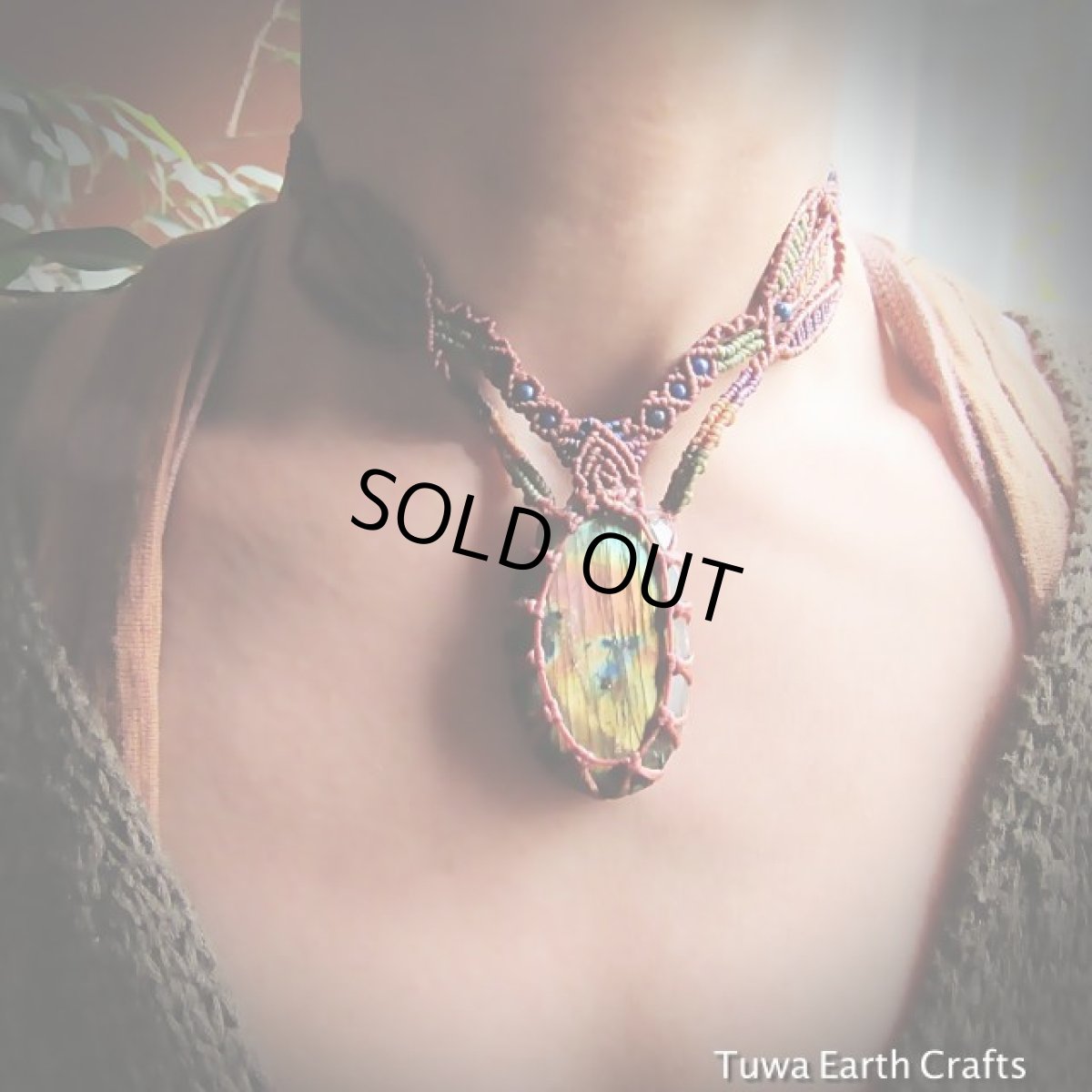 画像16: 1点物　高品質　大ぶり　虹色レインボーラブラドライト＆ラピスラズリ　ネックレス★天然石パワーストーンアクセサリー (16)