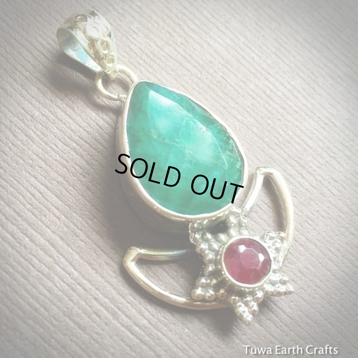 画像6: 個性的な月と星デザイン♪ 高品質 天然エメラルド＆ルビー ペンダントトップ★スターリングシルバー★貴石 (6)