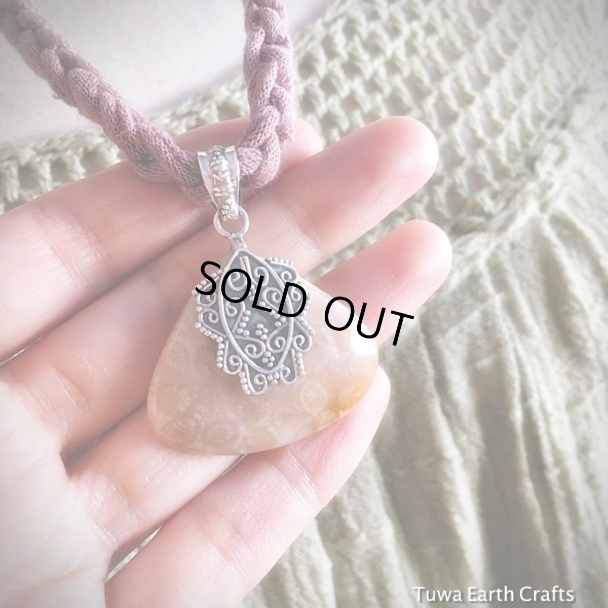 画像9: 1点物★高品質フォシルコーラル(インドネシア産)珊瑚化石ペンダントトップ★スターリングシルバー★フォッシルコーラル (9)