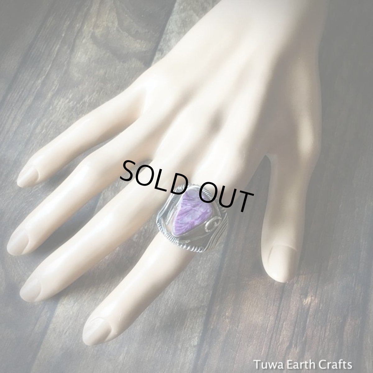 画像6: 1点物　高品質大ぶりチャロアイト（エンジェルシリカ）リング　指輪14号　スターリングシルバー　ワイヤーアート　天然石パワーストーンアクセサリー (6)