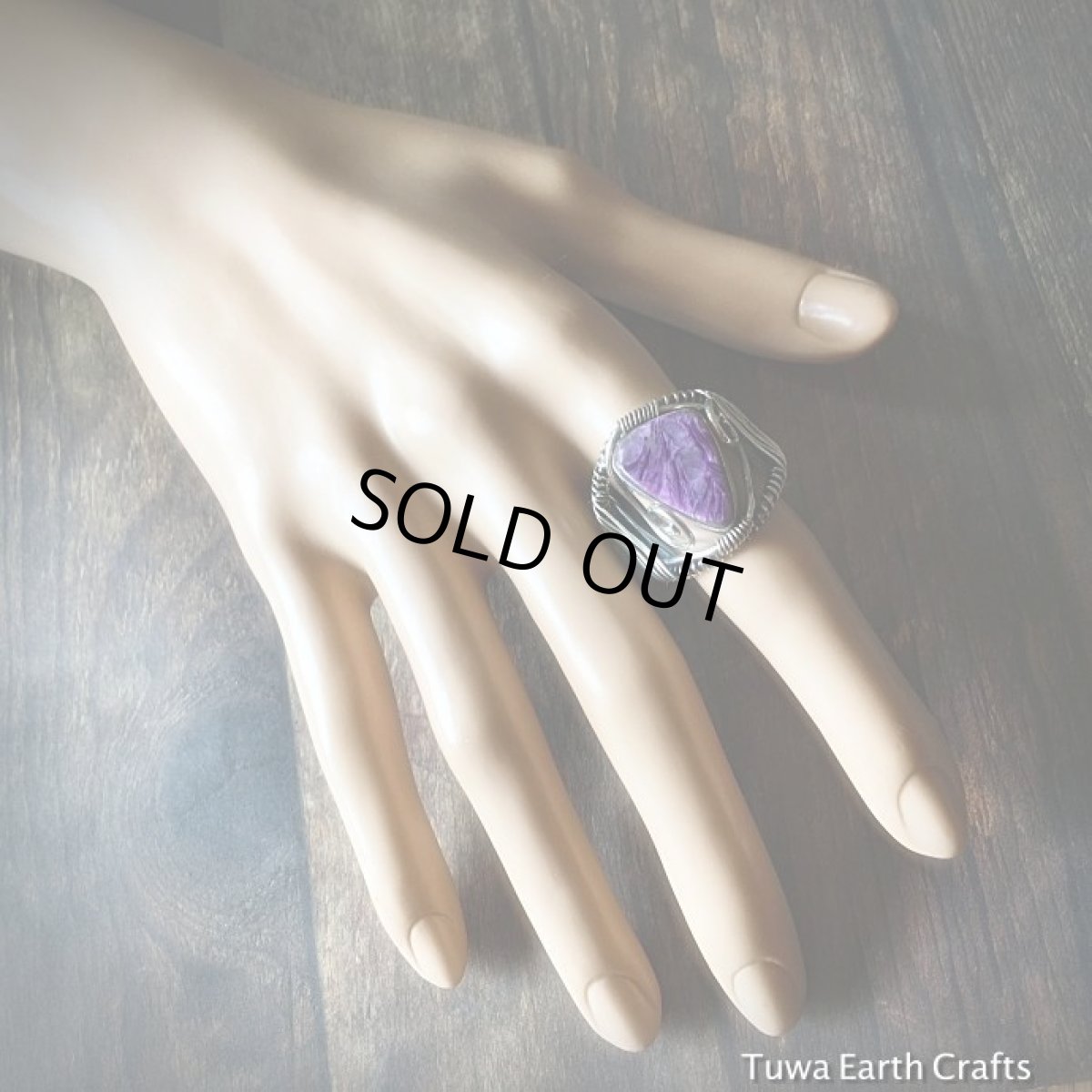 画像8: 1点物　高品質大ぶりチャロアイト（エンジェルシリカ）リング　指輪14号　スターリングシルバー　ワイヤーアート　天然石パワーストーンアクセサリー (8)