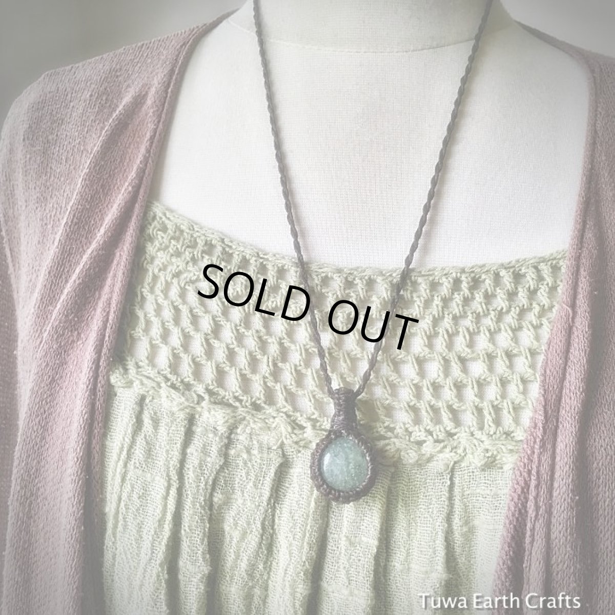 画像14: 【富・幸福のシンボル】1点物　天然アクアマリン（ブラジル産）ネックレス*シンプル　マクラメ編み石留め*天然石パワーストーン*ハンドメイドアクセサリー (14)