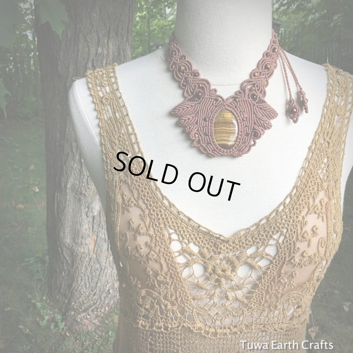 画像9: 1点物★高品質タイガーアイ　ゴージャス　デザインネックレス★ダンス衣装・ステージ用にもおすすめ♪ マクラメ編み天然石アクセサリー (9)