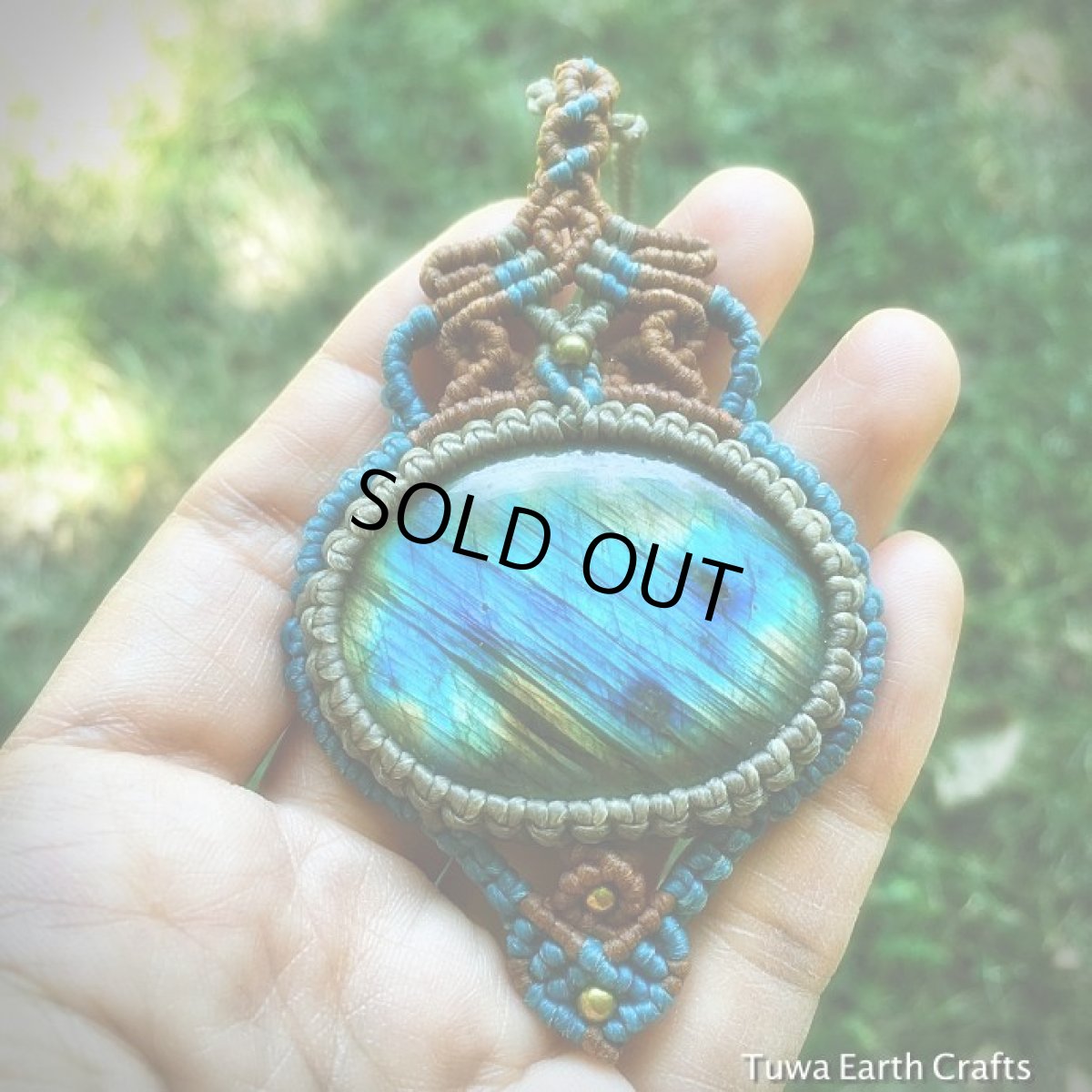 画像10: 【夢の実現をサポート】高品質ブルー・ゴールド大ぶりラブラドライト　ネックレス*1点物マクラメ編みジュエリー　天然石パワーストーンアクセサリー (10)