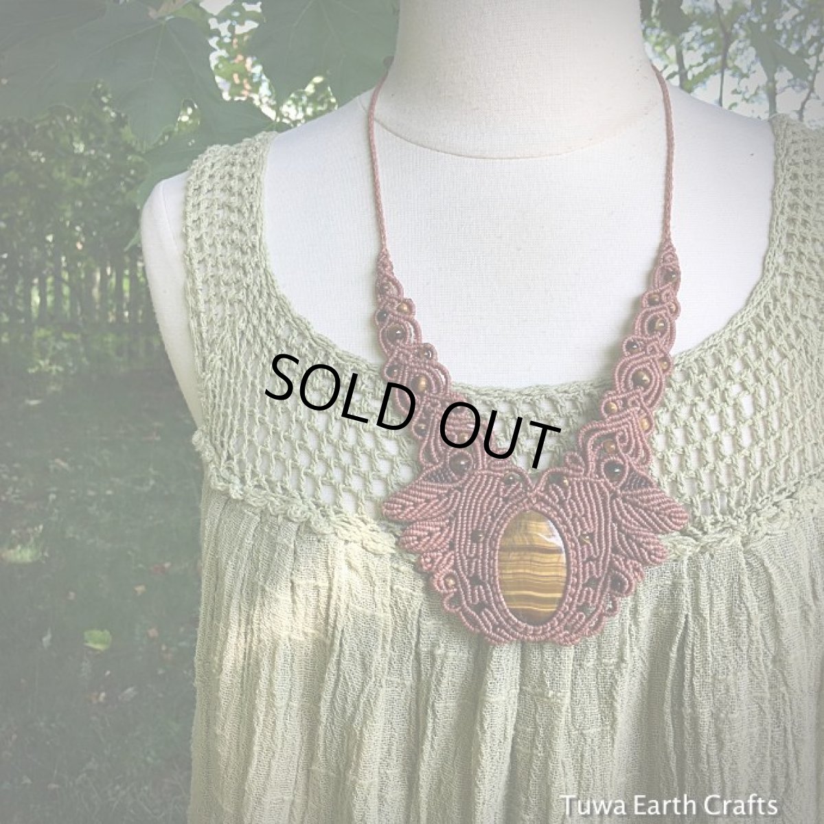 画像14: 1点物★高品質タイガーアイ　ゴージャス　デザインネックレス★ダンス衣装・ステージ用にもおすすめ♪ マクラメ編み天然石アクセサリー (14)