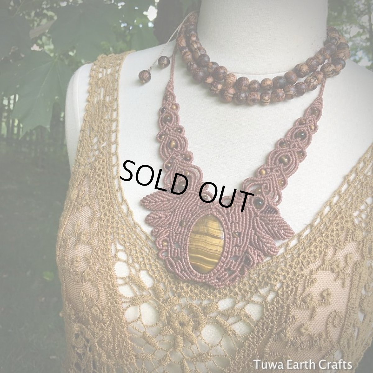 画像12: 1点物★高品質タイガーアイ　ゴージャス　デザインネックレス★ダンス衣装・ステージ用にもおすすめ♪ マクラメ編み天然石アクセサリー (12)