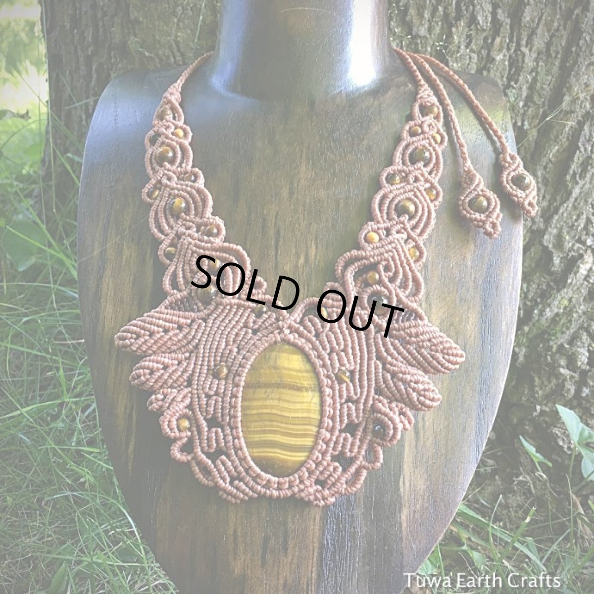 画像6: 1点物★高品質タイガーアイ　ゴージャス　デザインネックレス★ダンス衣装・ステージ用にもおすすめ♪ マクラメ編み天然石アクセサリー (6)