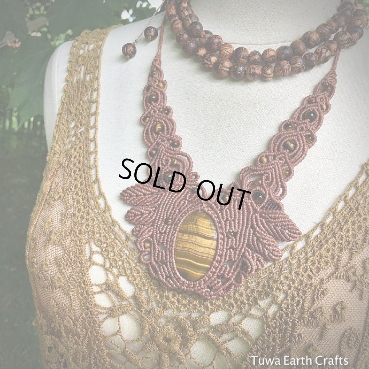 画像11: 1点物★高品質タイガーアイ　ゴージャス　デザインネックレス★ダンス衣装・ステージ用にもおすすめ♪ マクラメ編み天然石アクセサリー (11)