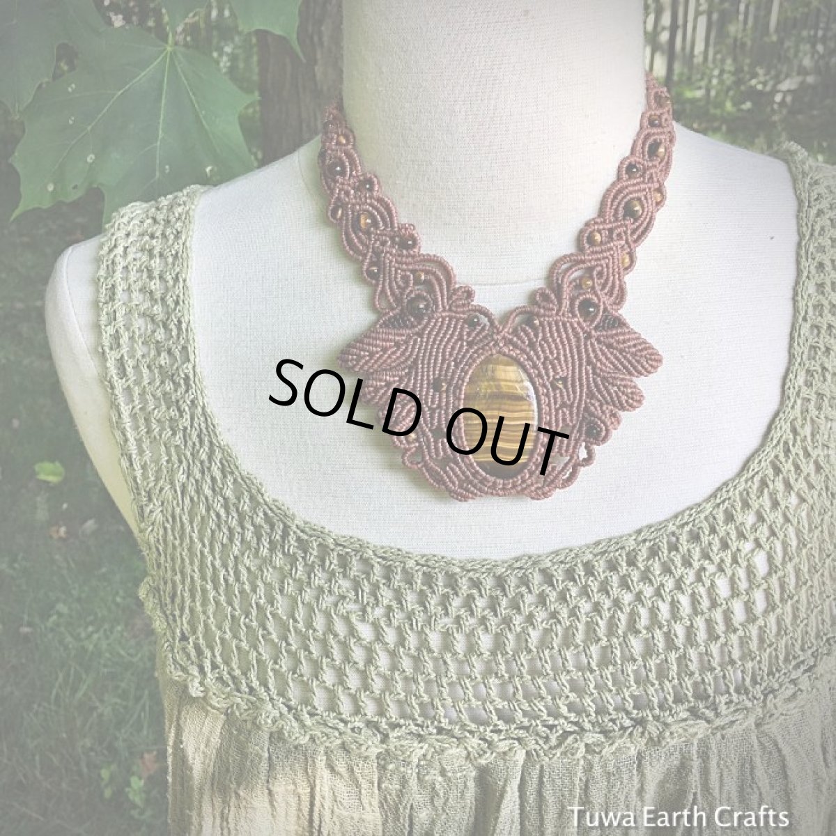 画像13: 1点物★高品質タイガーアイ　ゴージャス　デザインネックレス★ダンス衣装・ステージ用にもおすすめ♪ マクラメ編み天然石アクセサリー (13)