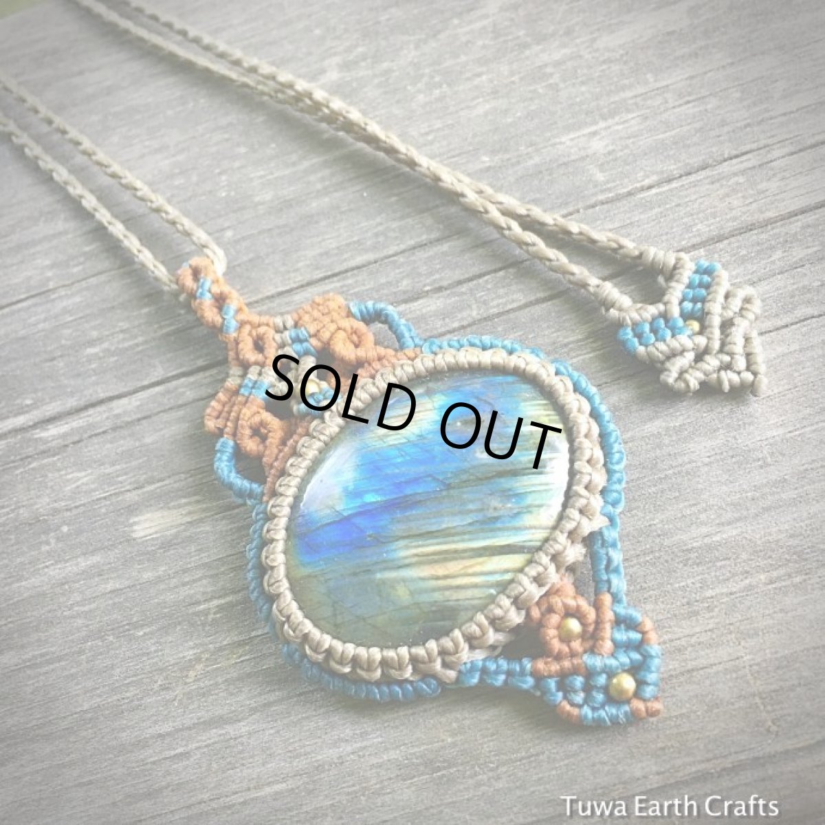 画像5: 【夢の実現をサポート】高品質ブルー・ゴールド大ぶりラブラドライト　ネックレス*1点物マクラメ編みジュエリー　天然石パワーストーンアクセサリー (5)