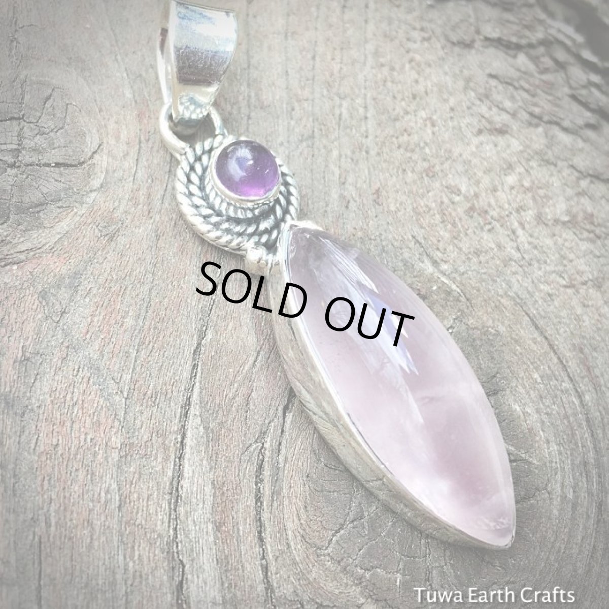 画像3: 1点物　高品質ぷっくりローズクォーツ＆アメジスト　ペンダントトップ★天然石パワーストーンアクセサリー★スターリングシルバー (3)