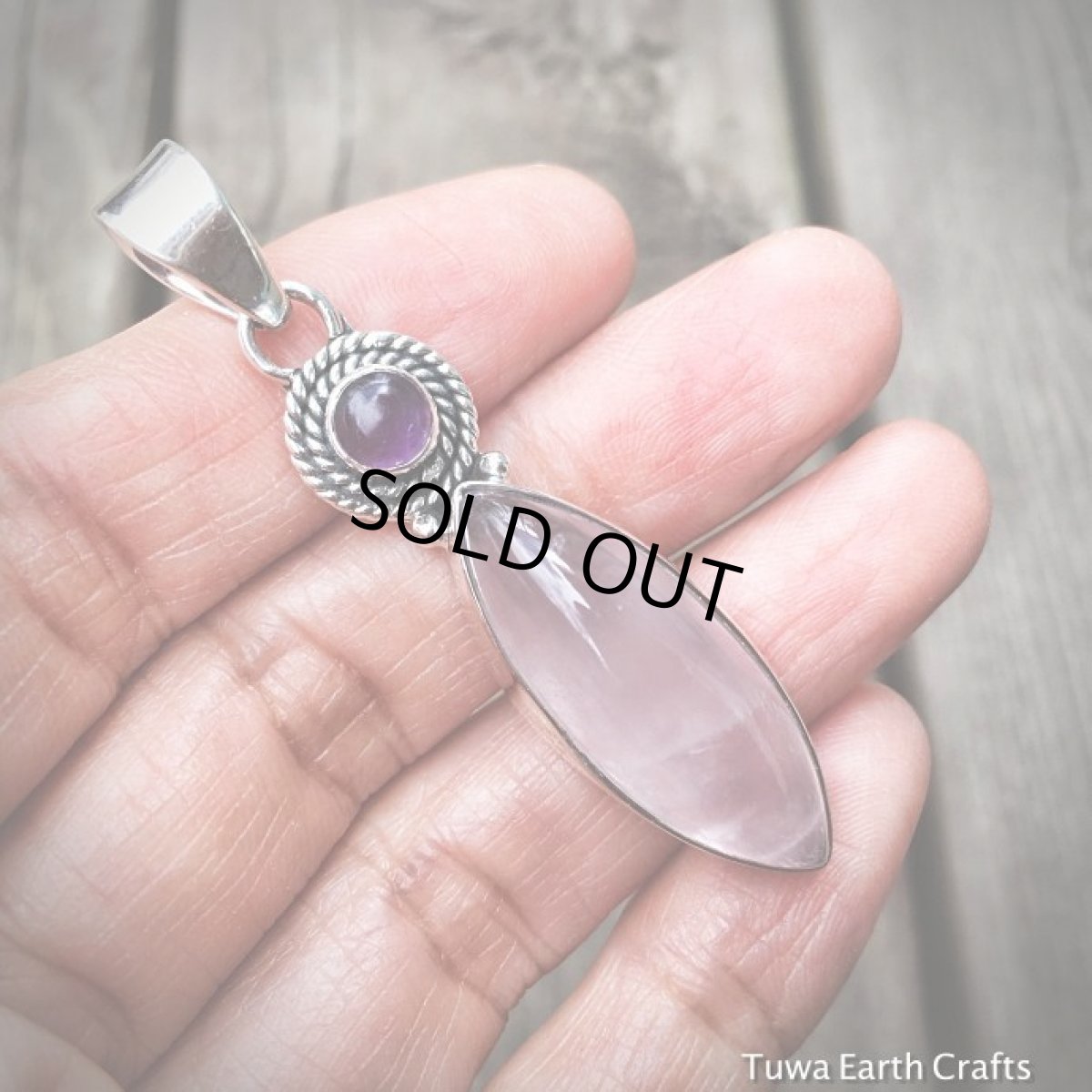 画像4: 1点物　高品質ぷっくりローズクォーツ＆アメジスト　ペンダントトップ★天然石パワーストーンアクセサリー★スターリングシルバー (4)