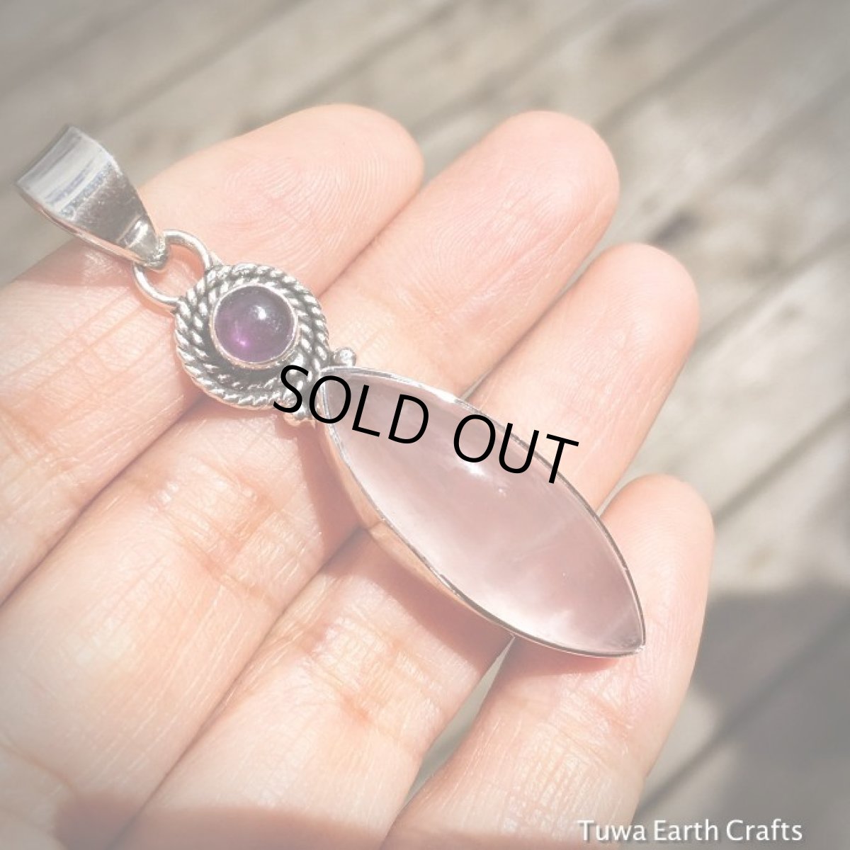 画像5: 1点物　高品質ぷっくりローズクォーツ＆アメジスト　ペンダントトップ★天然石パワーストーンアクセサリー★スターリングシルバー (5)