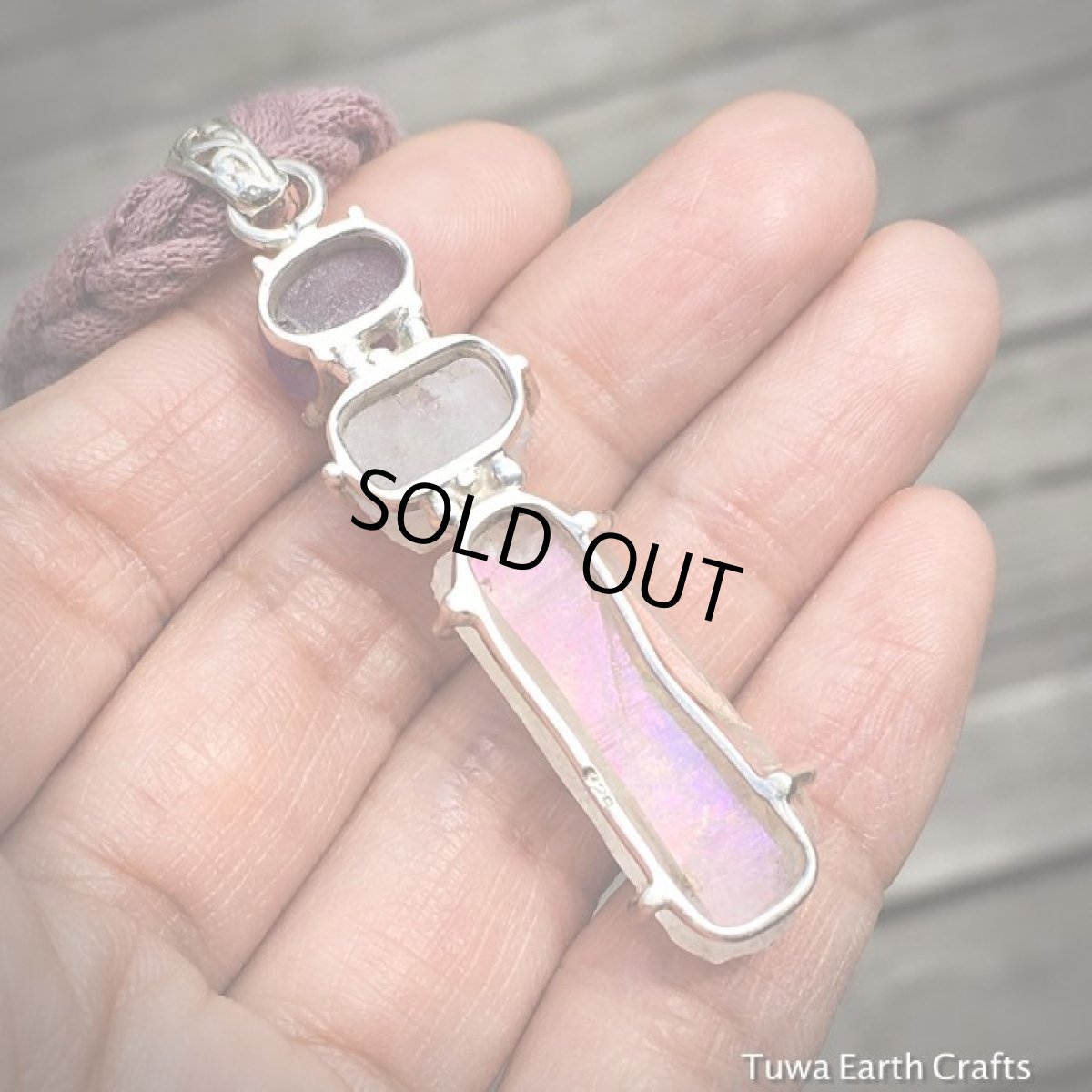 画像15: 1点物エンジェルオーラクォーツ/レインボーオーラ＆アメジスト＆ムーンストーン原石ペンダントトップ★スターリングシルバー天然石ヒーリングアクセサリー (15)