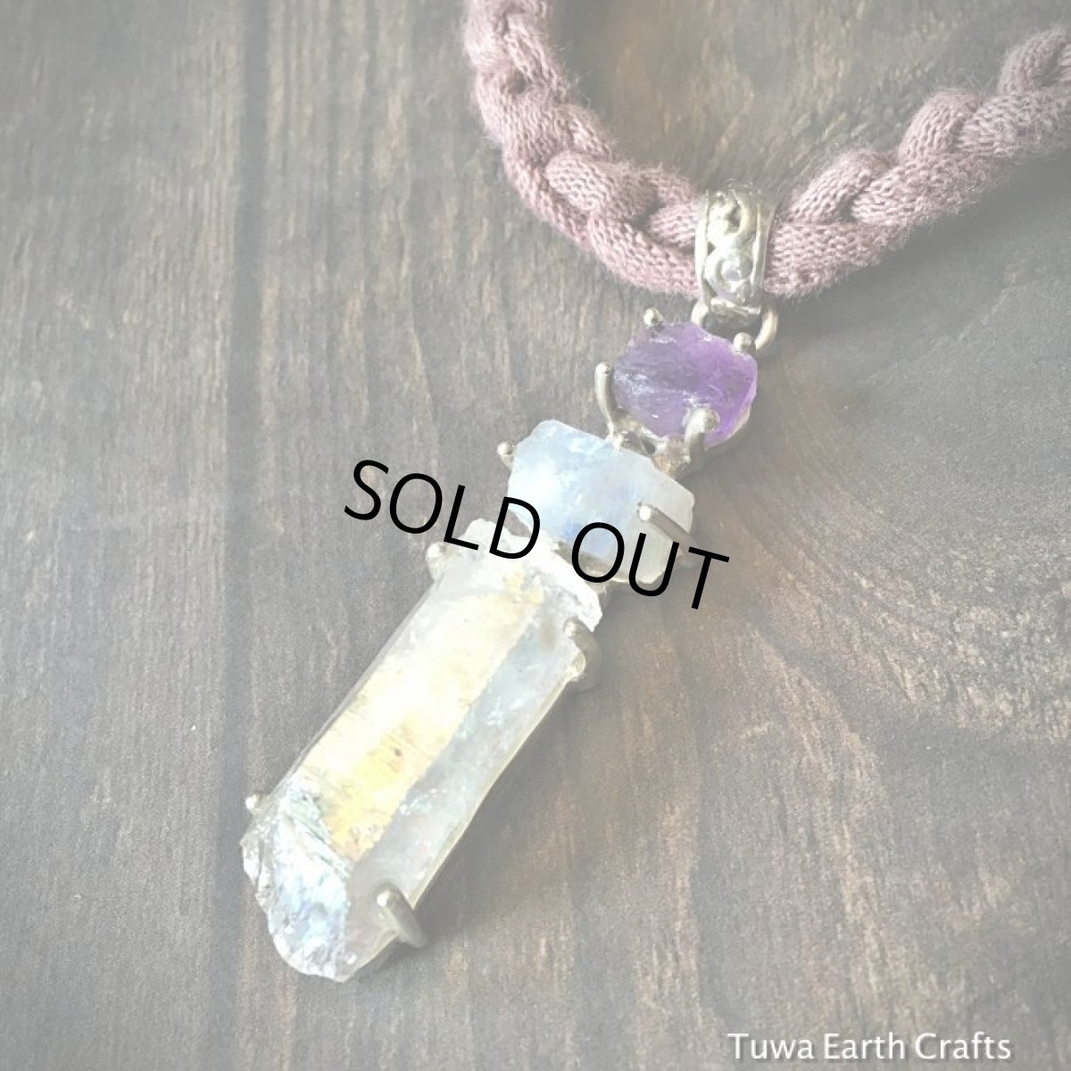 画像12: 1点物エンジェルオーラクォーツ/レインボーオーラ＆アメジスト＆ムーンストーン原石ペンダントトップ★スターリングシルバー天然石ヒーリングアクセサリー (12)