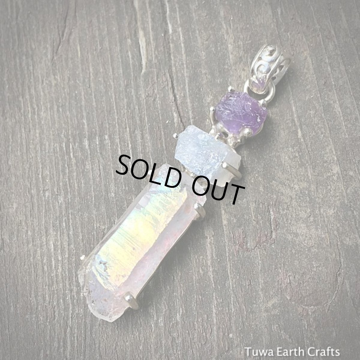 画像10: 1点物エンジェルオーラクォーツ/レインボーオーラ＆アメジスト＆ムーンストーン原石ペンダントトップ★スターリングシルバー天然石ヒーリングアクセサリー (10)