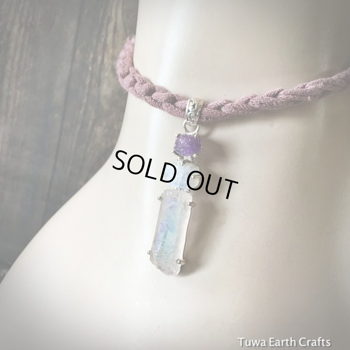 画像8: 1点物エンジェルオーラクォーツ/レインボーオーラ＆アメジスト＆ムーンストーン原石ペンダントトップ★スターリングシルバー天然石ヒーリングアクセサリー (8)