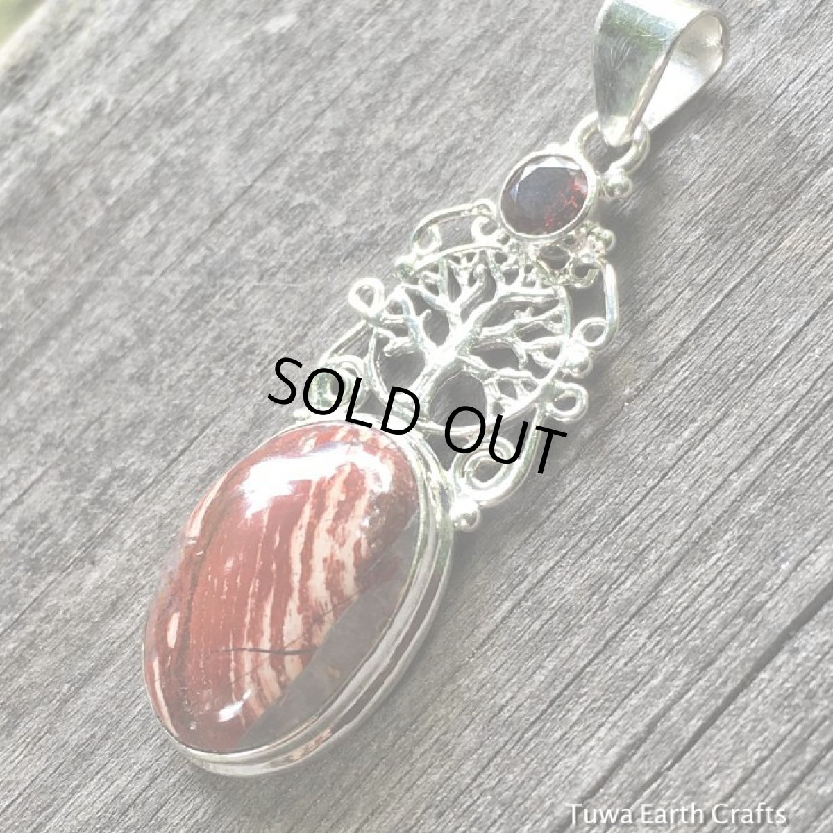 画像3: アウトレット３０％OFF♪【自然回帰の石】生命の樹デザイン♪ スネークスキンジャスパー1点物ペンダントトップwithガーネット★グラウンディング　天然石アクセサリー (3)