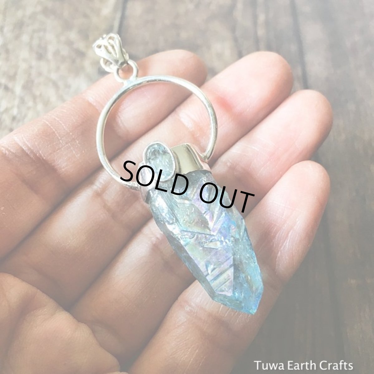 画像4: 1点物大ぶり高品質アクアオーラ&ブルートパーズ　ペンダントトップ★シルバー925／スターリングシルバー★ヒーリングジュエリー (4)