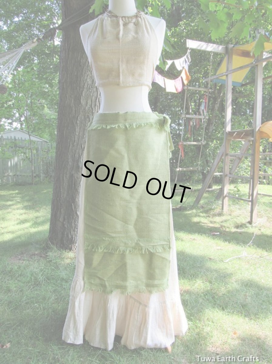 画像3: 在庫1枚のみ♪ 地球に優しい手織りローシルク素材🌿 トライバル パネルスカート*ダンス衣装*エプロン*オーガニックファッション*無農薬エシカル (3)