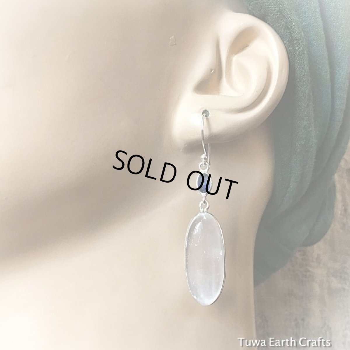 画像12: 虹入り♪ 1点物大ぶり高品質セレナイト＆ブラジル産宝石質カイヤナイト ピアス★スターリングシルバー★ヒーリングストーン (12)