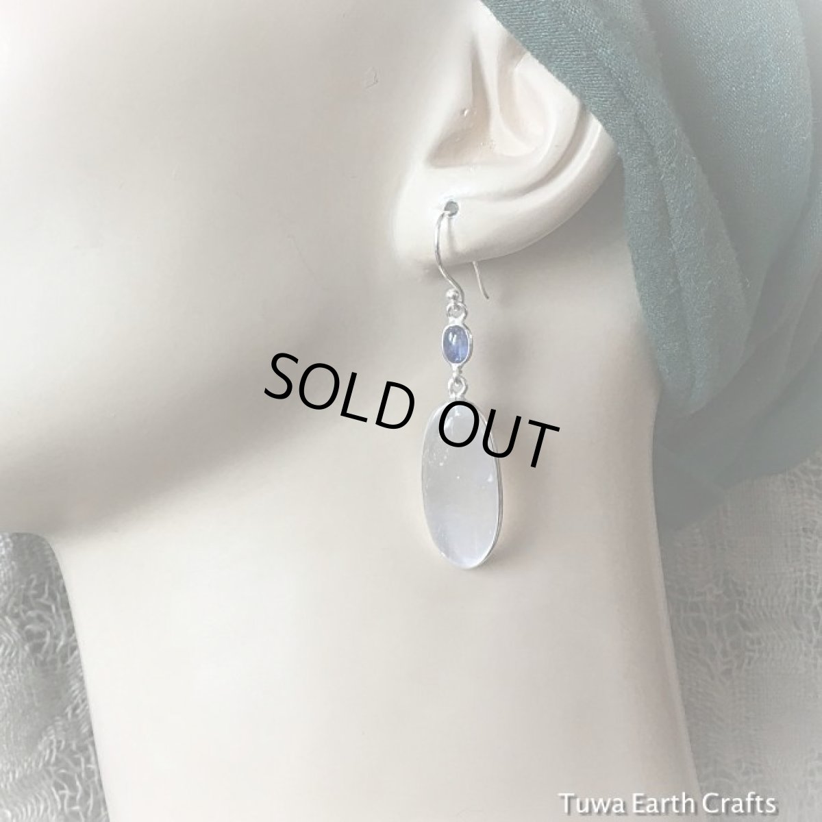 画像7: 虹入り♪ 1点物大ぶり高品質セレナイト＆ブラジル産宝石質カイヤナイト ピアス★スターリングシルバー★ヒーリングストーン (7)