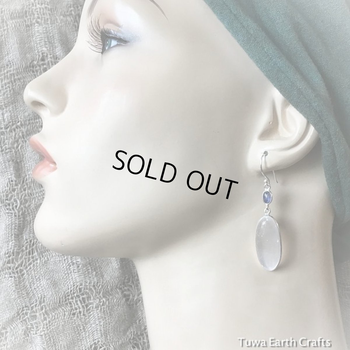 画像11: 虹入り♪ 1点物大ぶり高品質セレナイト＆ブラジル産宝石質カイヤナイト ピアス★スターリングシルバー★ヒーリングストーン (11)