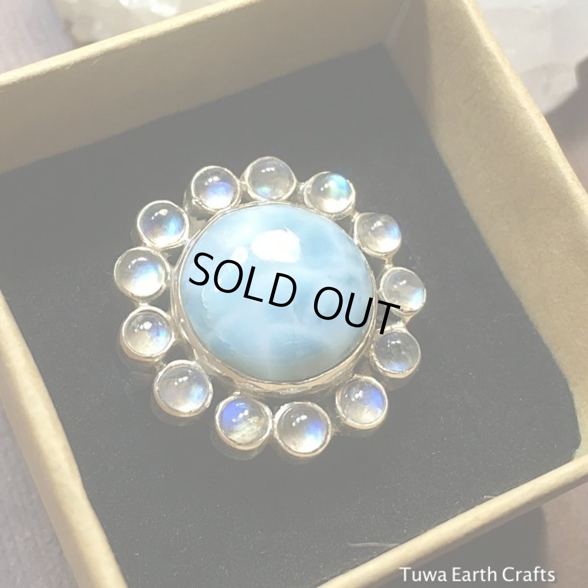 画像11: １点物　高品質　ラリマー＆レインボームーンストーン　リング　指輪13号★ヒーリングストーン  カリブ海三大宝石　アトランティスストーン　フラワーデザイン　天然石パワーストーン　アクセサリー (11)